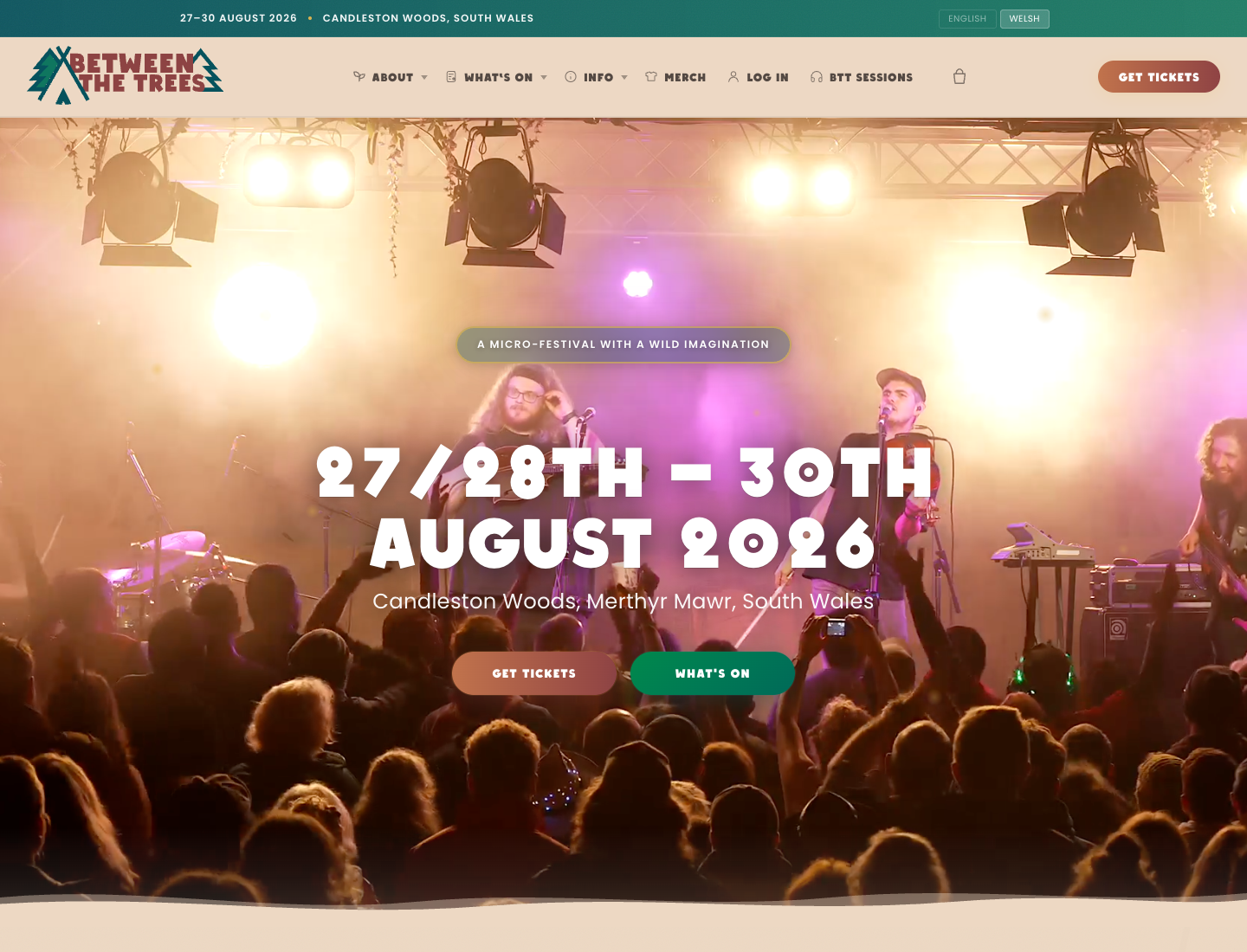Between the Trees Festival website screenshot